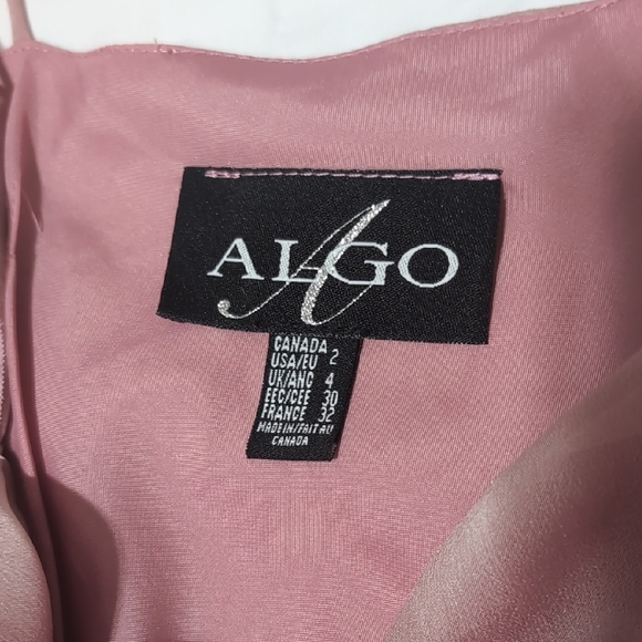 ALGO Pink Satin Slip Dress with Spaghetti Straps - Picture 2 of 7